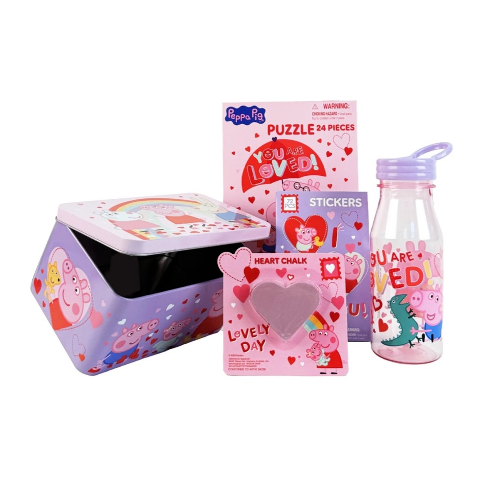 Peppa Pig Pink and Purple Puzzle Water Bottle  And Gift Box Set